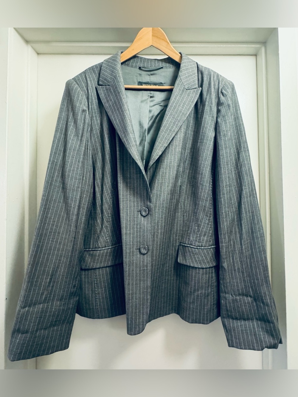 Marina Rinaldi Women's Pinstripe Blazer - Gray Wool